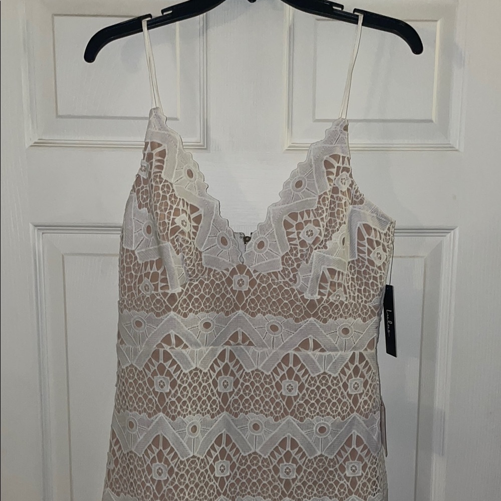 Lulu's Cream Lace Fitted Camisole Dress